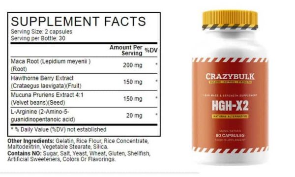 HGH X2 Bottle and Ingredients label