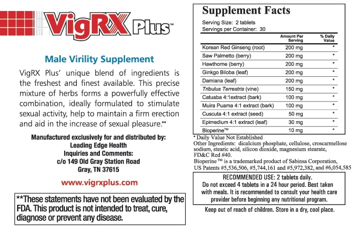 VigRX Plus ingredients that are included in its penis enlargement pills formula